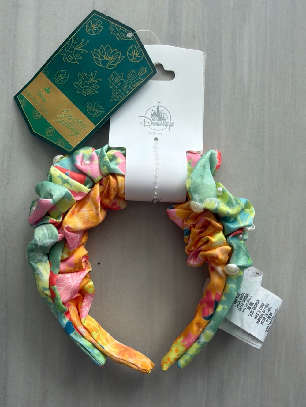 Disney Color Me Courtney Pastel Floral Ruffle Headband with Pearl Accents